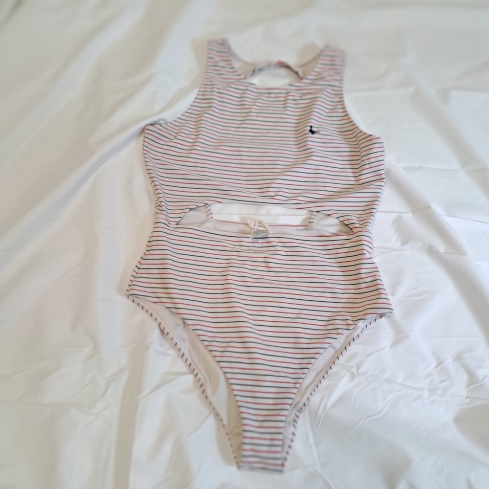 ✨ Jack Wills Striped Cutout One Piece Swimsuit Size 8 (Ref 18) - Picture 4 of 10